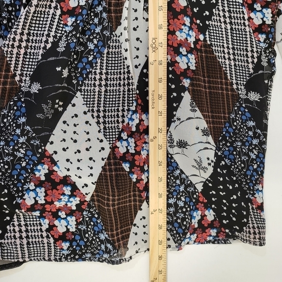 Tommy Hilfiger Top 1X Womens Blouse Patchwork Floral Print Plus Keyhole Back - Picture 9 of 9